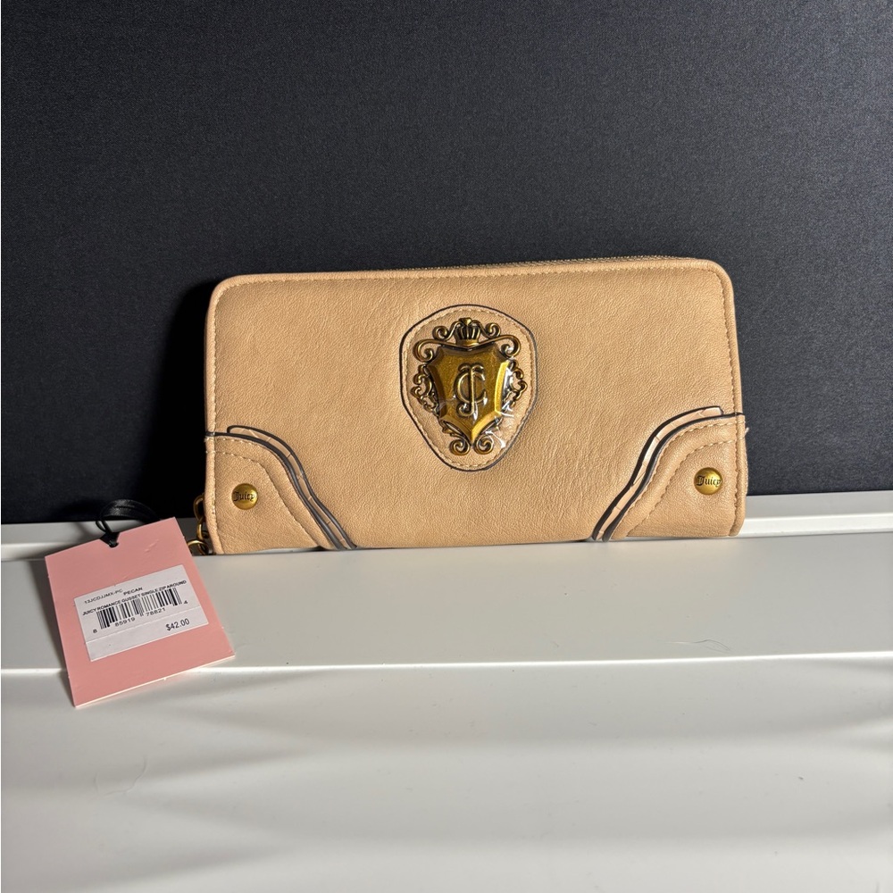JUICY ROMANCE GUSSET SINGLE ZIP AROUND wallet pecan